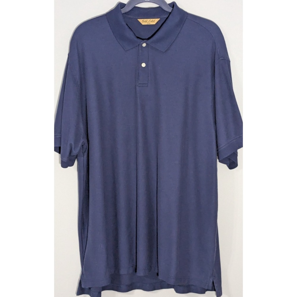 Roundtree & Yorke Classic Pima Cotton Golf Polo Men's 2XB Blue Gold Label
